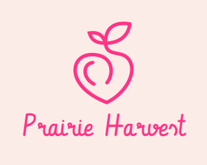 Pink Peach Fruit  logo design