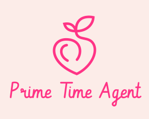 Pink Peach Fruit  logo design