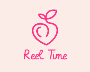 Pink Peach Fruit  logo design