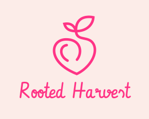 Pink Peach Fruit  logo design