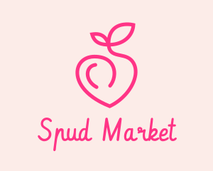 Pink Peach Fruit  logo design