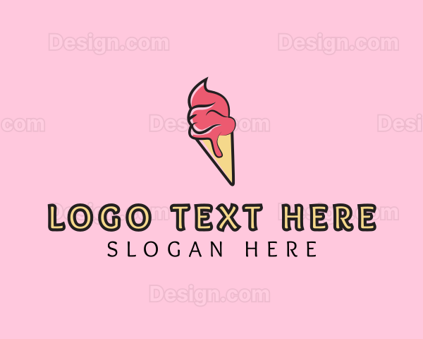 Melting Ice Cream Cone Logo