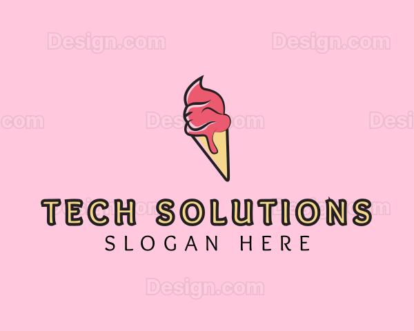 Melting Ice Cream Cone Logo