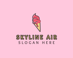 Melting Ice Cream Cone  Logo