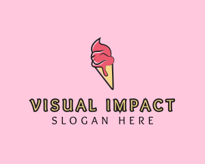 Melting Ice Cream Cone  Logo