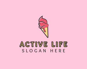 Melting Ice Cream Cone  logo design