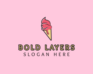 Melting Ice Cream Cone  logo design