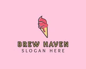 Melting Ice Cream Cone  logo design