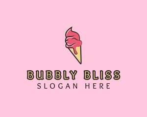 Melting Ice Cream Cone  logo design