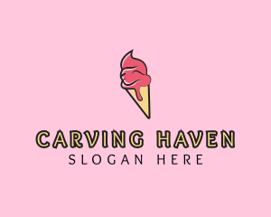 Melting Ice Cream Cone  logo design