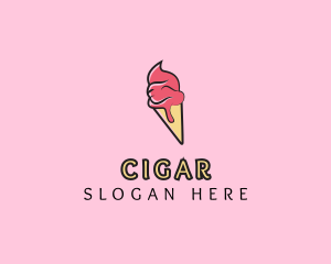 Melting Ice Cream Cone  logo design