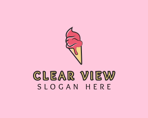 Melting Ice Cream Cone  logo design