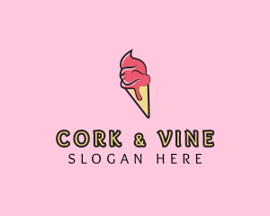 Melting Ice Cream Cone  logo design