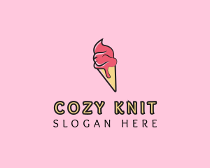 Melting Ice Cream Cone  logo design