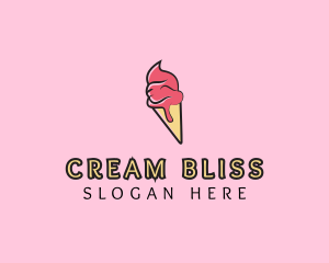 Melting Ice Cream Cone  logo design