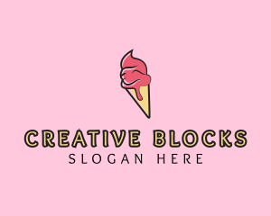 Melting Ice Cream Cone  logo design