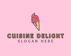 Melting Ice Cream Cone  logo design