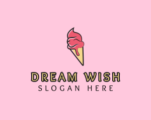 Melting Ice Cream Cone  logo design