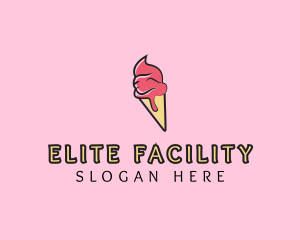 Melting Ice Cream Cone  logo design