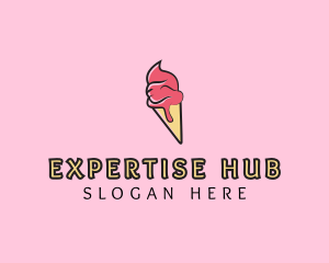 Melting Ice Cream Cone  logo design