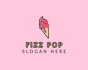 Melting Ice Cream Cone  logo design