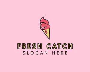 Melting Ice Cream Cone  logo design