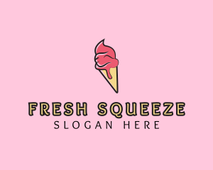 Melting Ice Cream Cone  logo design