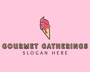 Melting Ice Cream Cone  logo design