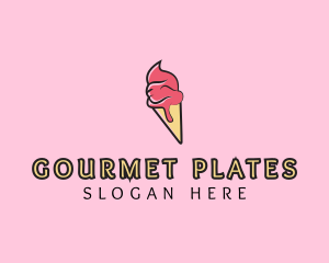 Melting Ice Cream Cone  logo design