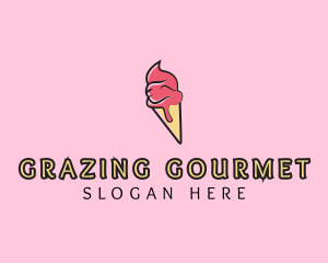 Melting Ice Cream Cone  logo design