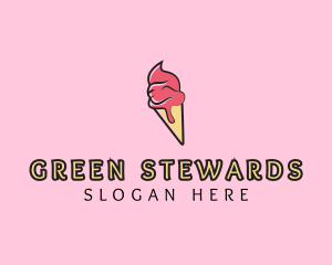 Melting Ice Cream Cone  logo design