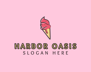 Melting Ice Cream Cone  logo design