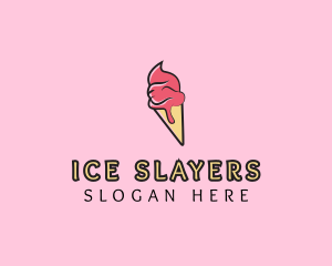 Melting Ice Cream Cone  logo design