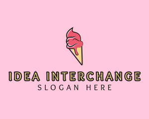 Melting Ice Cream Cone  logo design