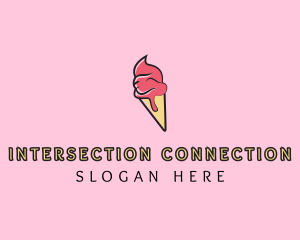 Melting Ice Cream Cone  logo design