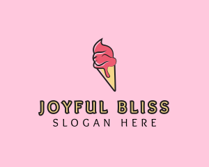 Melting Ice Cream Cone  logo design