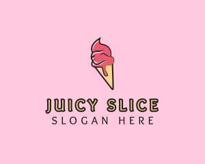 Melting Ice Cream Cone  logo design