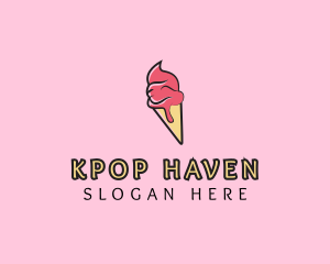 Melting Ice Cream Cone  logo design