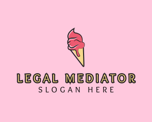 Melting Ice Cream Cone  logo design