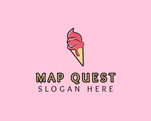 Melting Ice Cream Cone  logo design