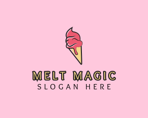 Melting Ice Cream Cone  logo design