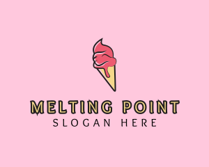 Melting Ice Cream Cone  logo design