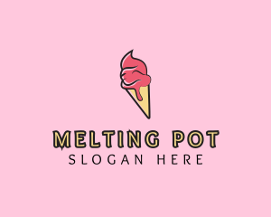 Melting Ice Cream Cone  logo design