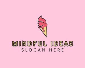 Melting Ice Cream Cone  logo design