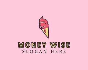 Melting Ice Cream Cone  logo design