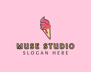 Melting Ice Cream Cone  logo design