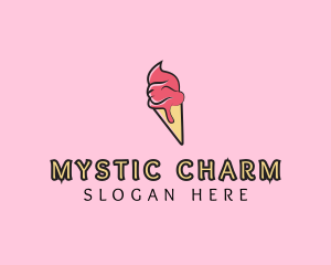 Melting Ice Cream Cone  logo design