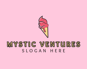 Melting Ice Cream Cone  logo design