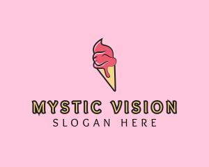 Melting Ice Cream Cone  logo design