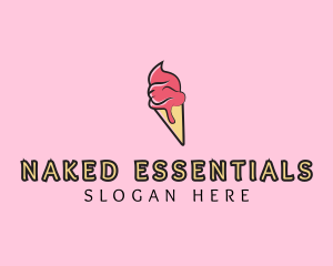 Melting Ice Cream Cone  logo design